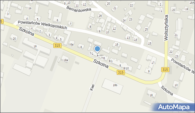 Obra, Szkolna, 7, mapa Obra