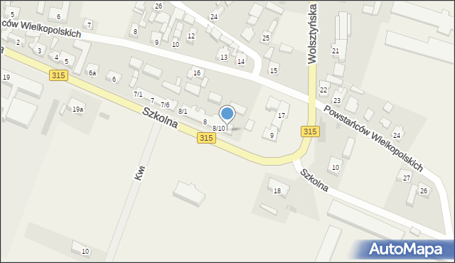 Obra, Szkolna, 8/12, mapa Obra