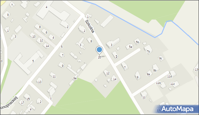 Okuniew, Szkolna, 10, mapa Okuniew