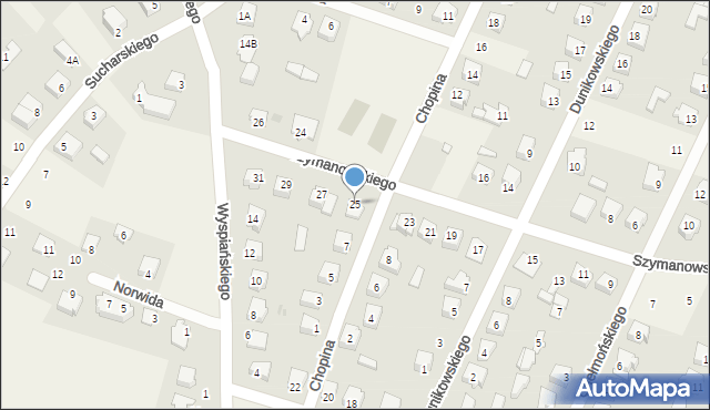 Olszewo-Borki, Szymanowskiego Karola, 25, mapa Olszewo-Borki