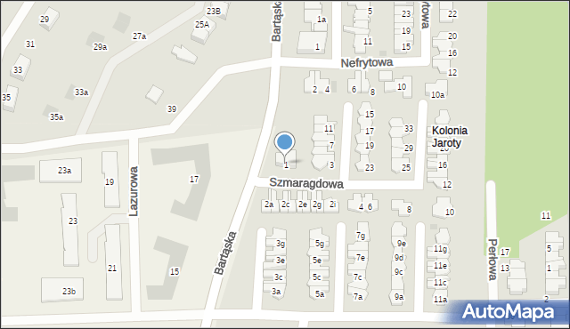 Olsztyn, Szmaragdowa, 1, mapa Olsztyna