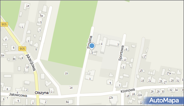 Olszyna, Szkolna, 2, mapa Olszyna