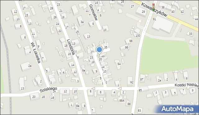 Opole, Szendzielarza-Łupaszki Zygmunta, mjr., 22, mapa Opola