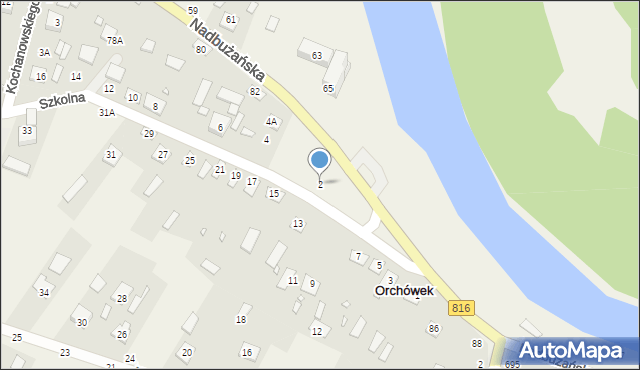 Orchówek, Szkolna, 2, mapa Orchówek