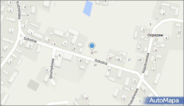 Orpiszew, Szkolna, 11, mapa Orpiszew
