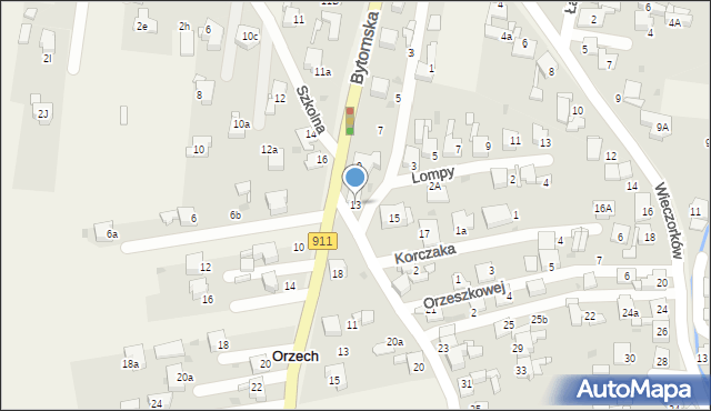 Orzech, Szkolna, 13, mapa Orzech