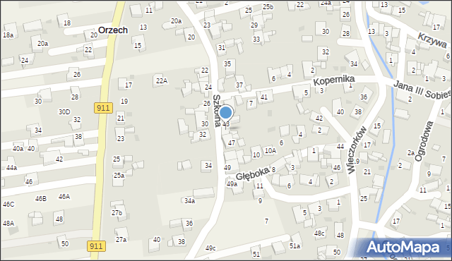 Orzech, Szkolna, 45, mapa Orzech
