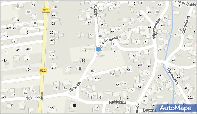 Orzech, Szkolna, 49b, mapa Orzech