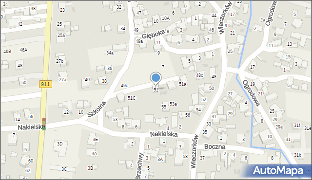 Orzech, Szkolna, 51, mapa Orzech