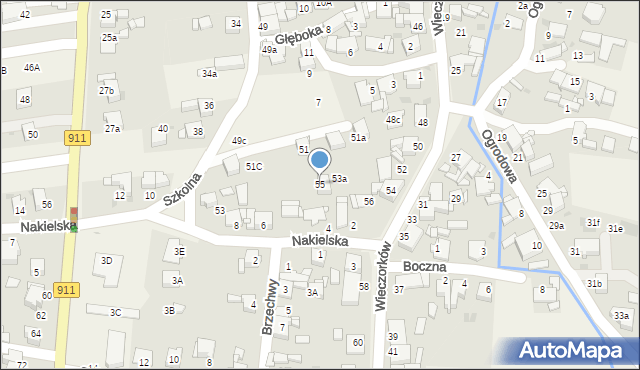 Orzech, Szkolna, 55, mapa Orzech