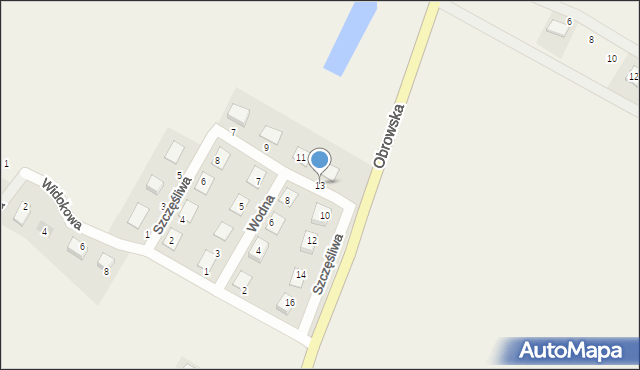 Osiek nad Wisłą, Szczęśliwa, 13, mapa Osiek nad Wisłą