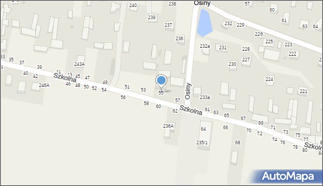 Osiny, Szkolna, 55, mapa Osiny