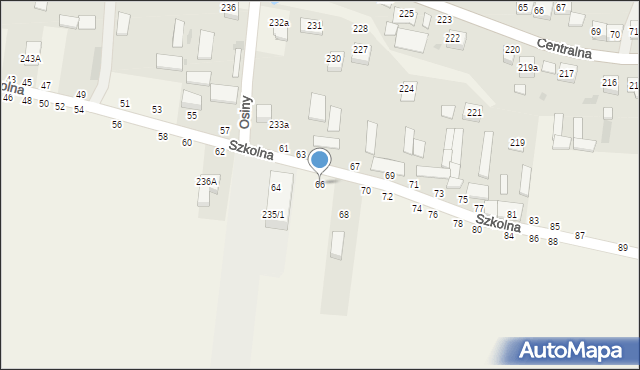 Osiny, Szkolna, 66, mapa Osiny