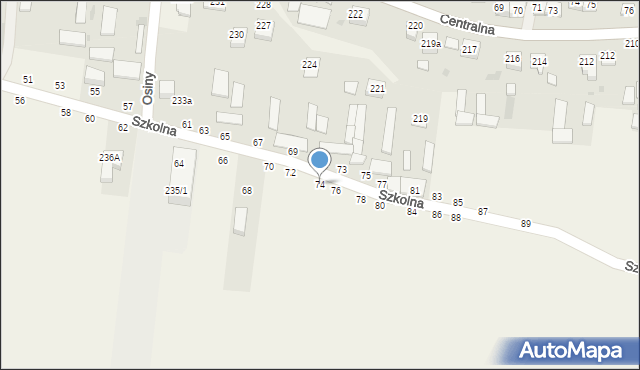 Osiny, Szkolna, 74, mapa Osiny