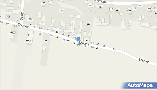 Osiny, Szkolna, 80, mapa Osiny