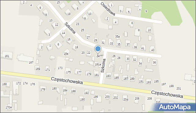 Osiny, Szkolna, 24, mapa Osiny