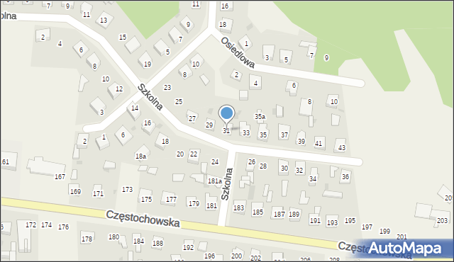 Osiny, Szkolna, 31, mapa Osiny