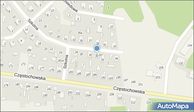 Osiny, Szkolna, 32, mapa Osiny