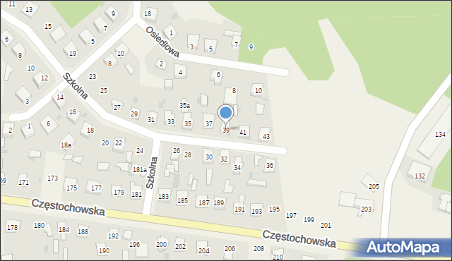 Osiny, Szkolna, 39, mapa Osiny