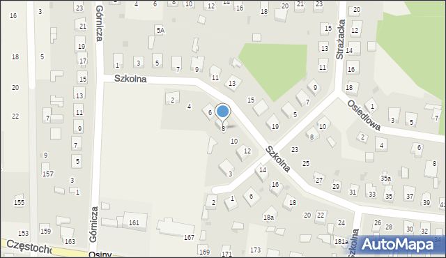 Osiny, Szkolna, 8, mapa Osiny