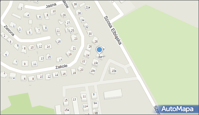 Ostróda, Szosa Elbląska, 19d, mapa Ostróda