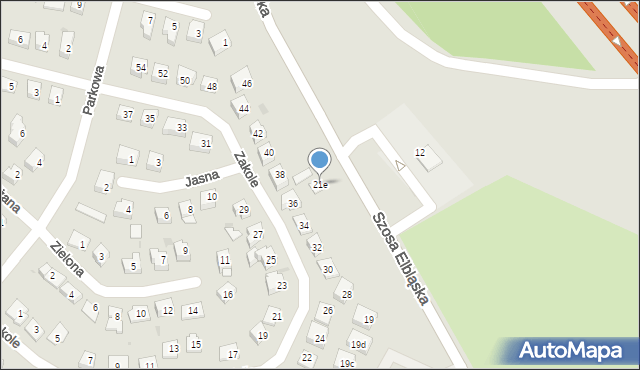 Ostróda, Szosa Elbląska, 21e, mapa Ostróda