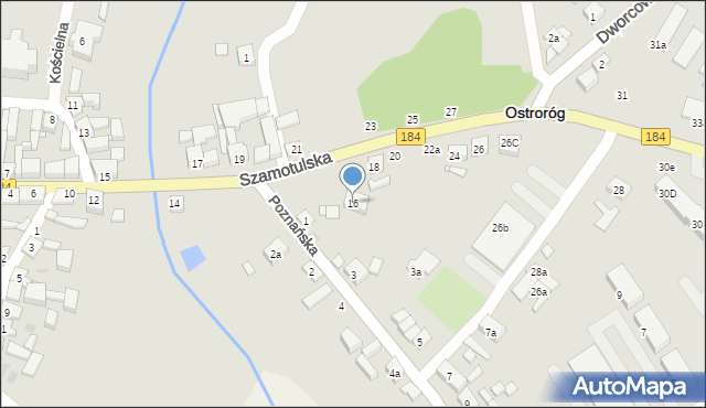 Ostroróg, Szamotulska, 16, mapa Ostroróg