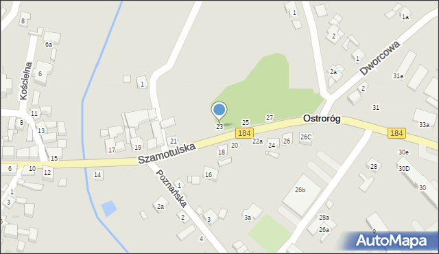 Ostroróg, Szamotulska, 23, mapa Ostroróg