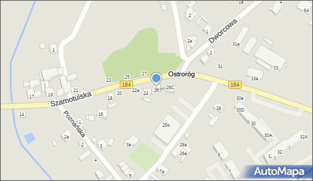Ostroróg, Szamotulska, 26, mapa Ostroróg