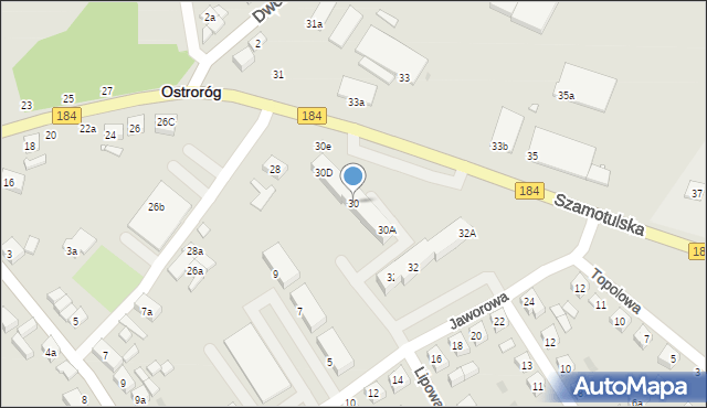 Ostroróg, Szamotulska, 30, mapa Ostroróg