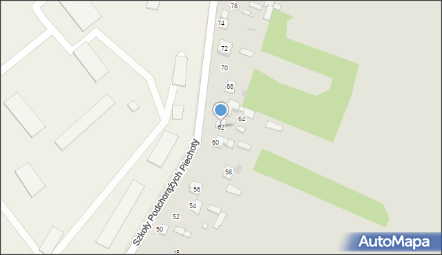 Ostrów Mazowiecka, Szkoły Podchorążych Piechoty, 62, mapa Ostrów Mazowiecka