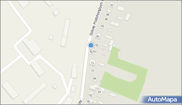 Ostrów Mazowiecka, Szkoły Podchorążych Piechoty, 74, mapa Ostrów Mazowiecka