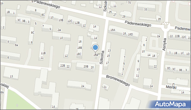 Ostrów Wielkopolski, Szkolna, 16a, mapa Ostrów Wielkopolski