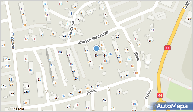 Oświęcim, Szarych Szeregów, 30, mapa Oświęcimia