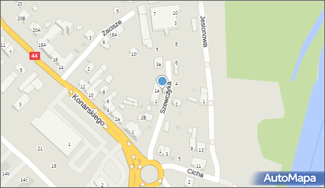 Oświęcim, Szewczyka Piotra, mjr., 1a/7, mapa Oświęcimia