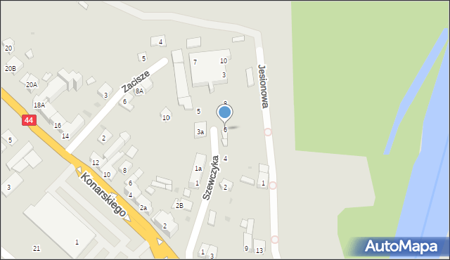 Oświęcim, Szewczyka Piotra, mjr., 6, mapa Oświęcimia