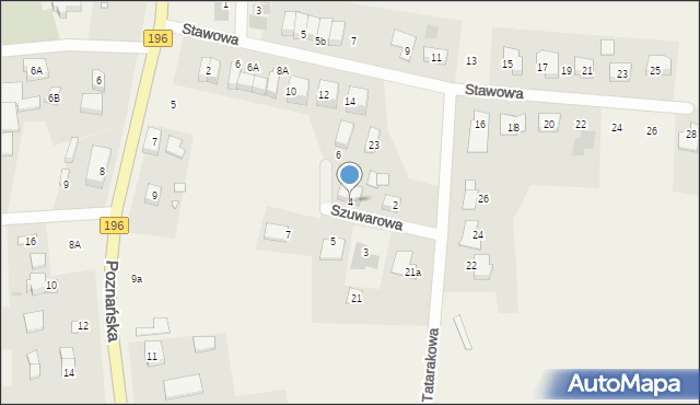 Owińska, Szuwarowa, 4, mapa Owińska