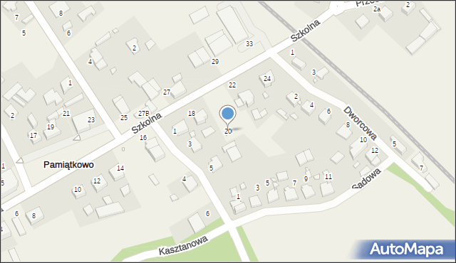 Pamiątkowo, Szkolna, 20, mapa Pamiątkowo