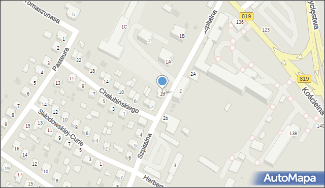 Parczew, Szpitalna, 1d, mapa Parczew