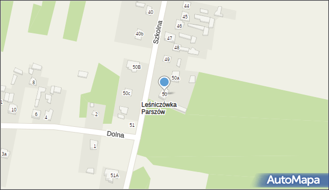 Parszów, Szkolna, 50, mapa Parszów