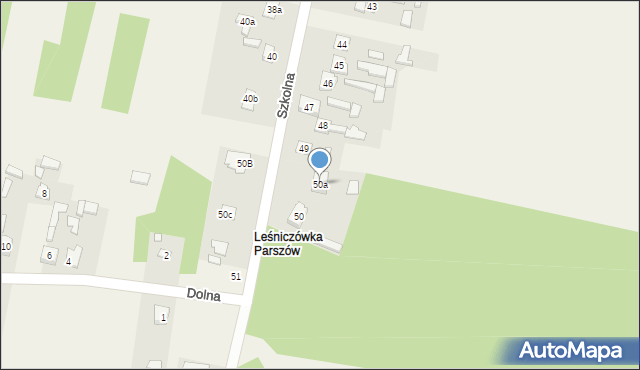 Parszów, Szkolna, 50a, mapa Parszów