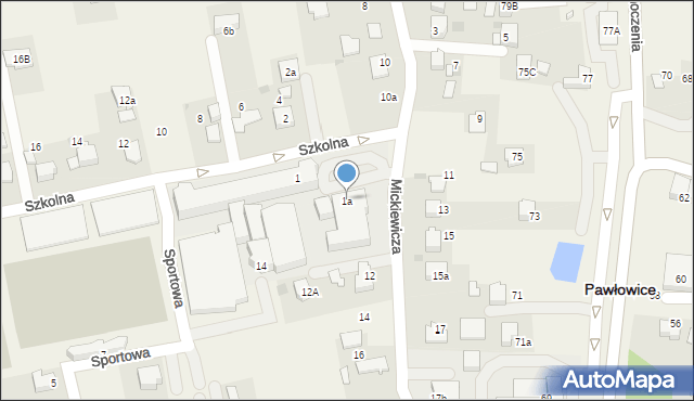 Pawłowice, Szkolna, 1a, mapa Pawłowice