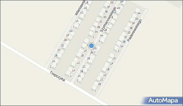 Pępowo, Szymanowskiego, 2F, mapa Pępowo