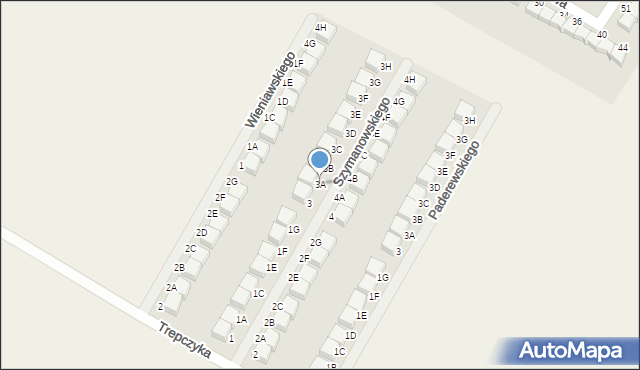 Pępowo, Szymanowskiego, 3A, mapa Pępowo