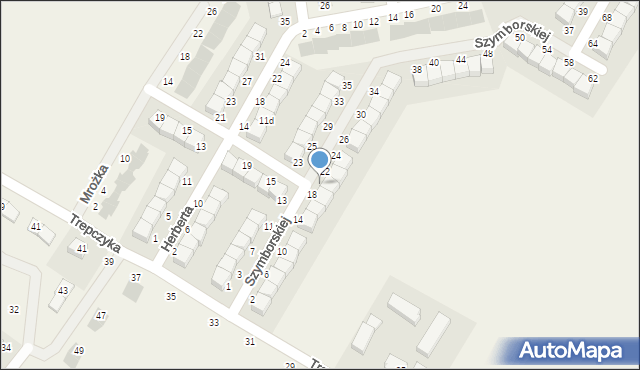 Pępowo, Szymborskiej Wisławy, 20, mapa Pępowo