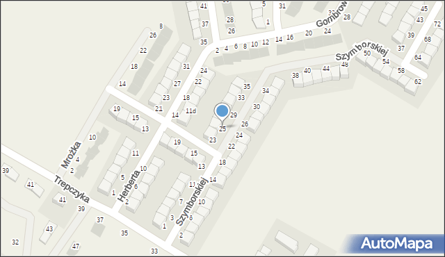 Pępowo, Szymborskiej Wisławy, 25, mapa Pępowo