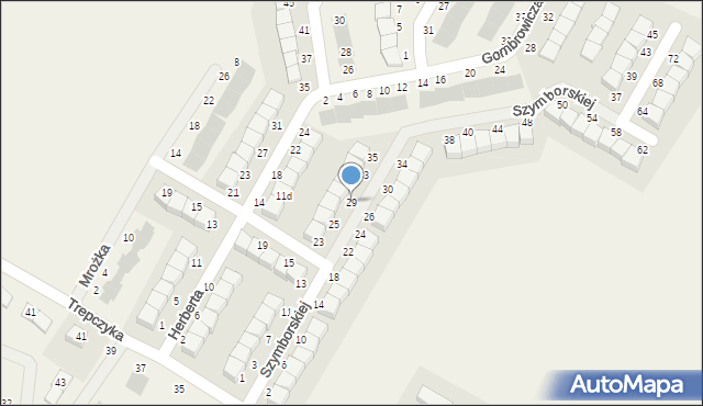 Pępowo, Szymborskiej Wisławy, 29, mapa Pępowo