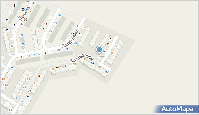 Pępowo, Szymborskiej Wisławy, 37, mapa Pępowo