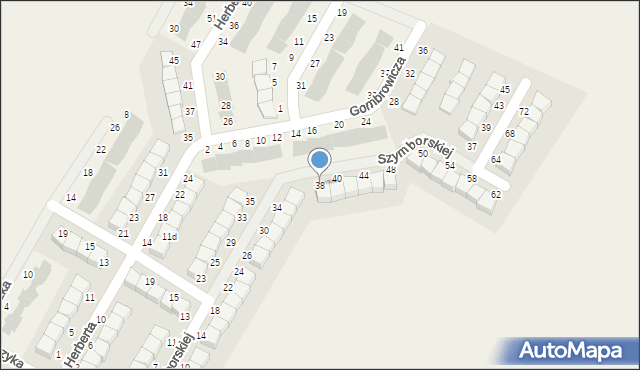 Pępowo, Szymborskiej Wisławy, 38, mapa Pępowo