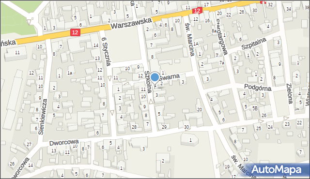 Piaski, Szkolna, 2, mapa Piaski